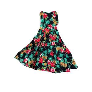 Vintage Royal Creations Hawaii Hibiscus Full Skirt Flora Midi Dress Sz M